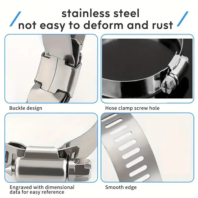 50 Piece Stainless Steel Hose Clamp Assortment Kit - South East Clearance Centre