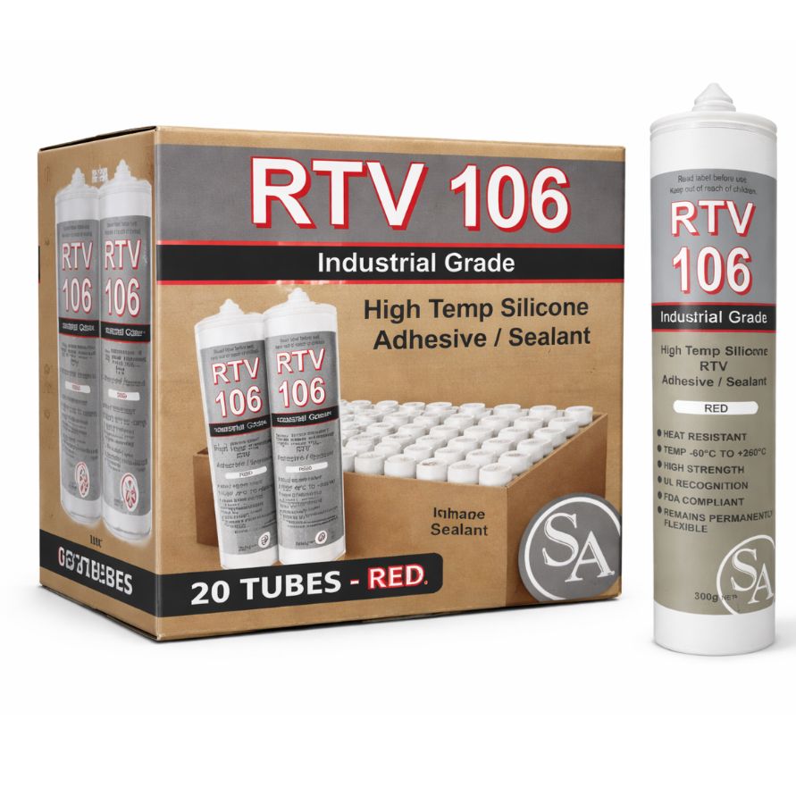 SA RTV106 High Temperature Industrial Grade Acetic Cure Silicone Sealant Red – Box of 20