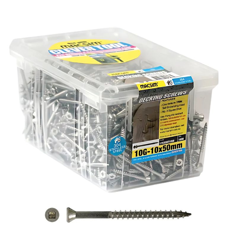 Macsim 8G X 50mm Decking Screws TRIM T17 SS304 (4000 Pack) - South East Clearance Centre