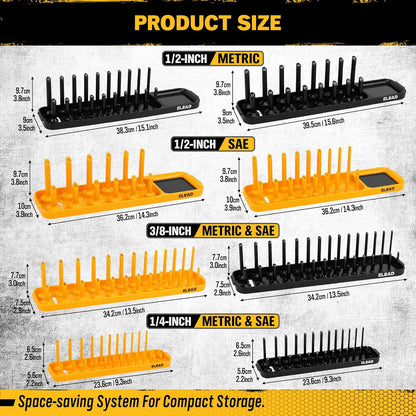 8-Piece Socket Organizer Tray Set | Metric & SAE | Durable ABS Resin | Holds 176 Standard & Deep Sockets | Ideal for Toolboxes Drawers and Mechanics - South East Clearance Centre