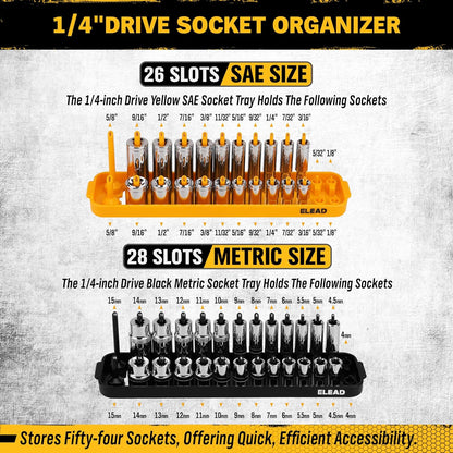 8-Piece Socket Organizer Tray Set | Metric & SAE | Durable ABS Resin | Holds 176 Standard & Deep Sockets | Ideal for Toolboxes Drawers and Mechanics - South East Clearance Centre