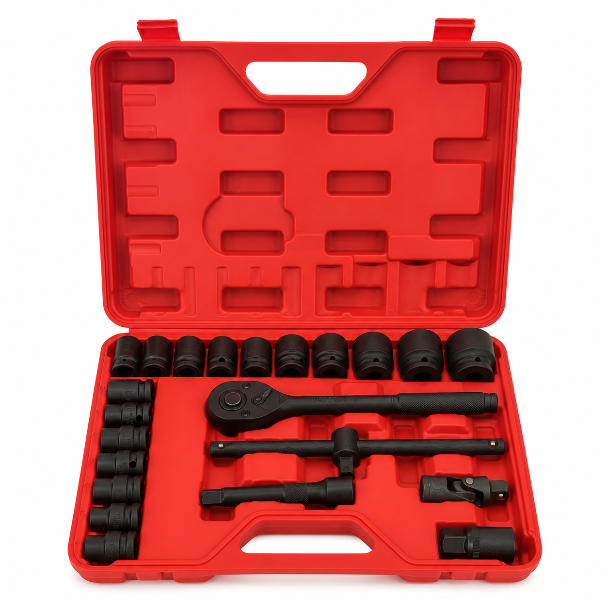 23 Piece 1/2" Drive Metric Impact Socket Set with Ratchet, Extension Bar & Carry Case