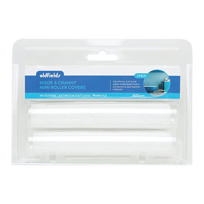 Oldfields Nook & Cranny Mini Roller Covers – Microfibre, 4mm Pile, 160mm (2 Pack) - South East Clearance Centre