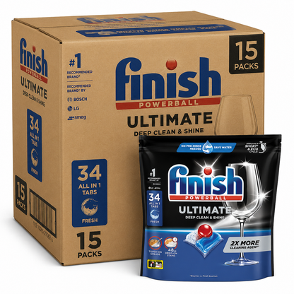 (510 Tablets) - Finish Powerball Ultimate Dishwasher Tablets Fresh (34 Pack – Carton of 15)