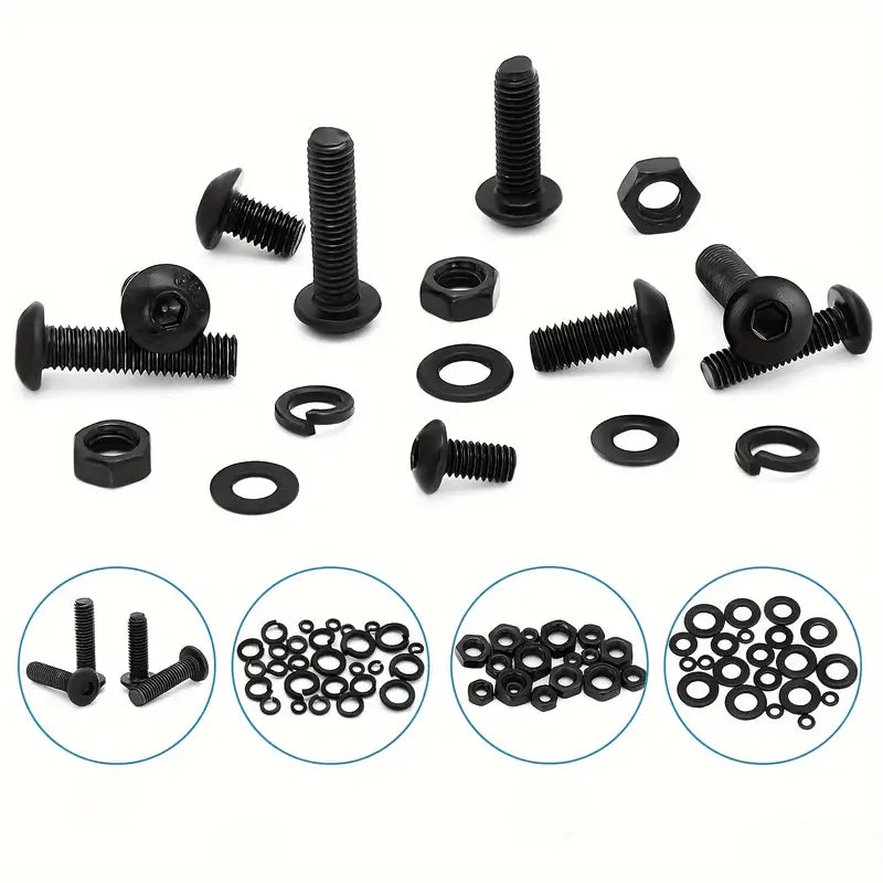 1625 Piece 10.9 Grade Alloy Steel Hex Button Head Socket Cap Screws Nut Washer Assortment Kit - South East Clearance Centre