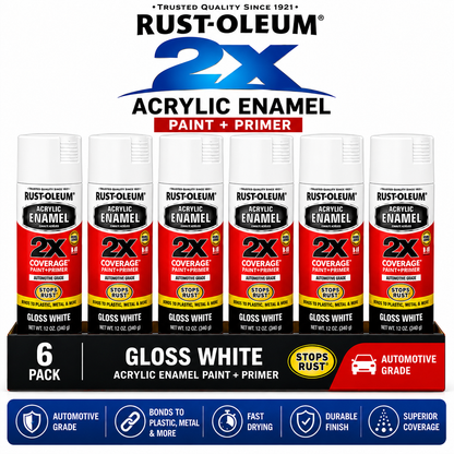 Rust-Oleum 2X Automotive Acrylic Enamel Paint + Primer – 340g (6 Pack)