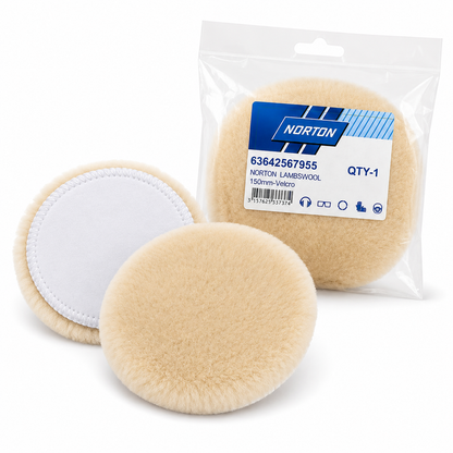 Norton Lambswool Polishing Head 150mm – Velcro Backing – 63642567955