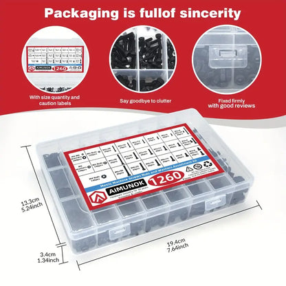 1260 Piece Carbon Steel Metric Bolts and Nuts Kit, Grade 12.9 Hex Socket Head Cap Screws, Hexagonal Nut Assortment with Flat & Lock Washers Assortment Kit - South East Clearance Centre