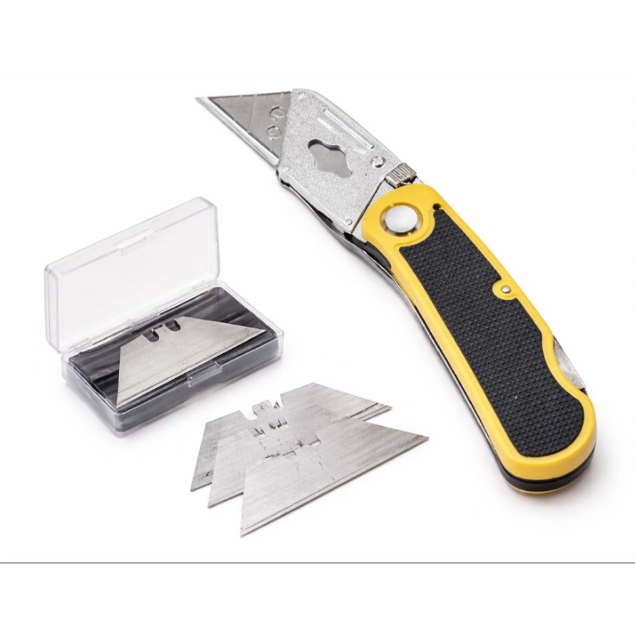 Foldable Utility Knife with Quick-Change Blades & Lock-Back Handle