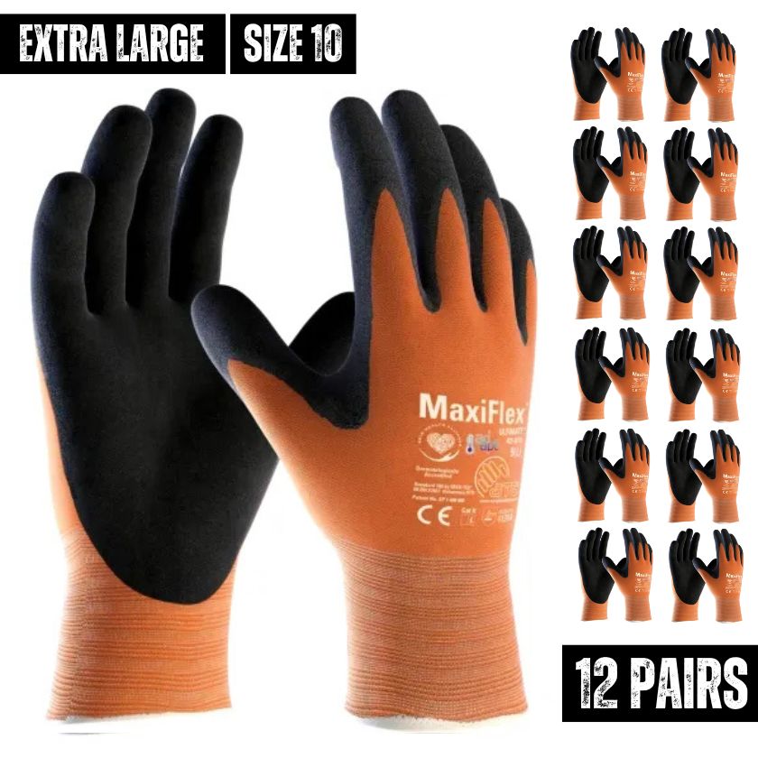 ATG MaxiFlex Ultimate AD-APT Gloves 42-878, Size 10 Extra Large (12 Pairs)