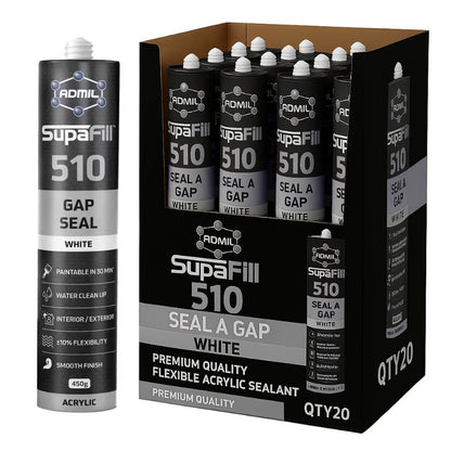 ADMIL 103073 Sealant Selleys - SupaFill 510 Gap Filler - 480 gram (White) - Box of 20 - South East Clearance Centre