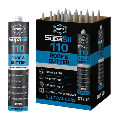 ADMIL SUPASIL 110 - Roof & Gutter 100% Silicone 300g - (Box of 20) - CLASSIC CREAM - South East Clearance Centre