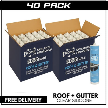 Box of 20 – Admil SupaTrade Roof & Gutter Neutral Silicone (Translucent) 300ml Cartridges - South East Clearance Centre