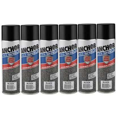 Anchor Shield 400g Hammer Finish Spray Paint | Black - South East Clearance Centre