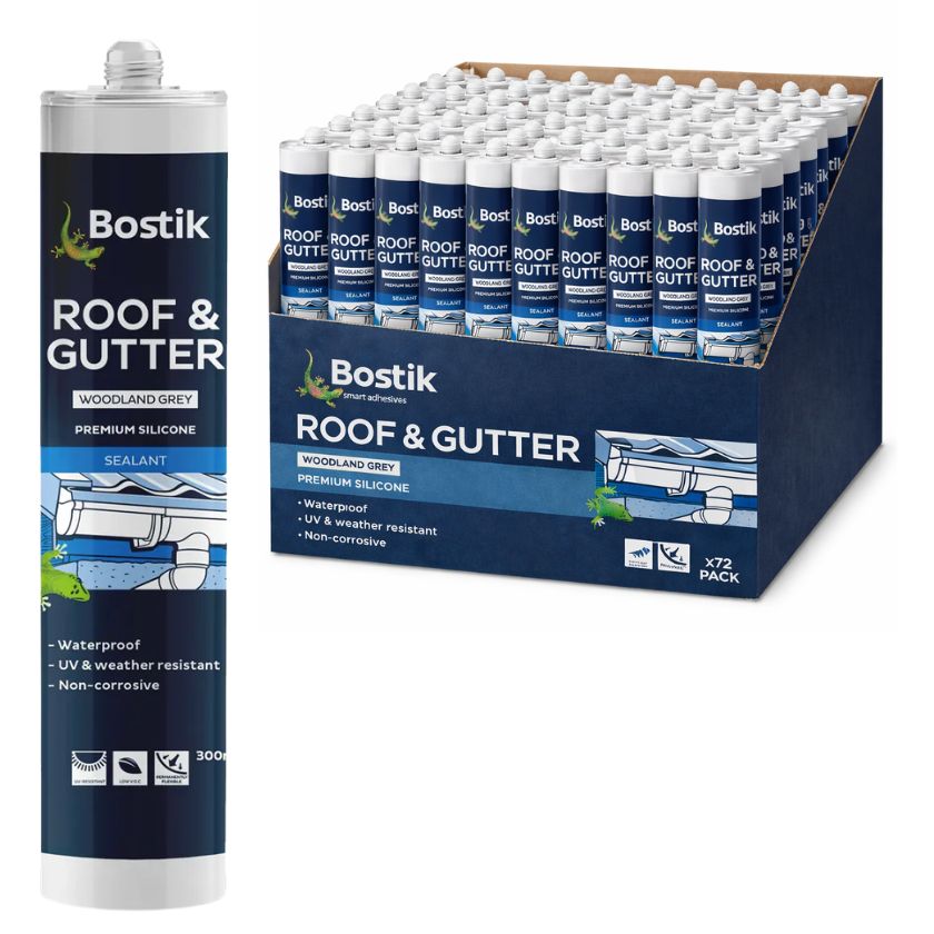 Bostik Roof and Gutter Silicone Sealant (Woodland Grey) - 72 Cartridges - South East Clearance Centre