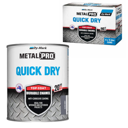 (4 Pack) - Dy-mark MetalPro Quick Dry - Gloss Grey - 1 Litre - South East Clearance Centre