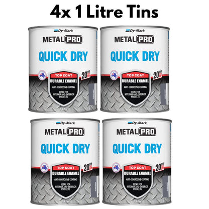 (4 Pack) - Dy-mark MetalPro Quick Dry - Gloss Grey - 1 Litre - South East Clearance Centre