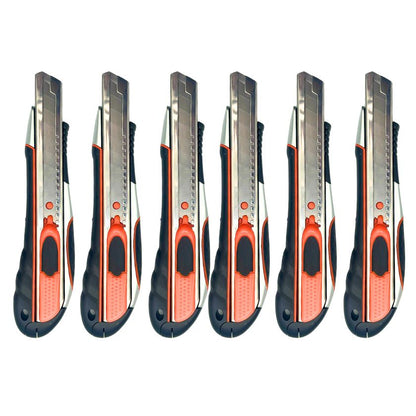 (6 Pack) Supercraft TMK1075 18mm Utility Snap Safety Knife (with auto retractable blade) - South East Clearance Centre