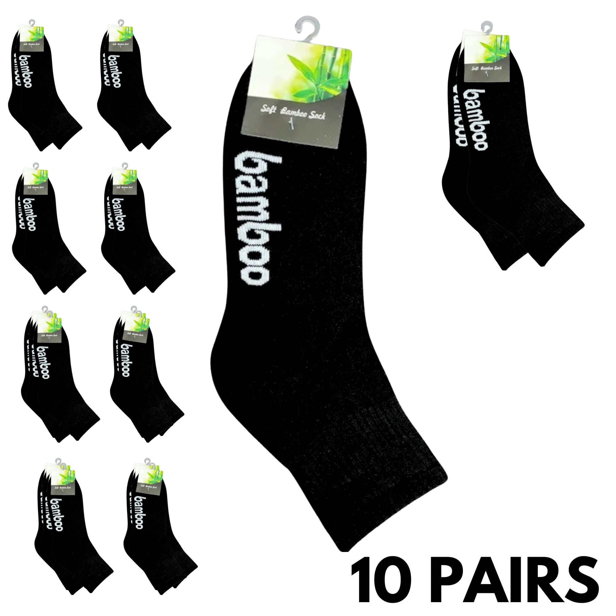 Black Bamboo Socks AS04 (10 Pairs) - South East Clearance Centre