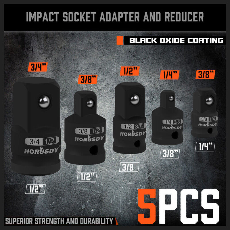 5 Piece Impact Socket Adapter and Reducer - South East Clearance Centre