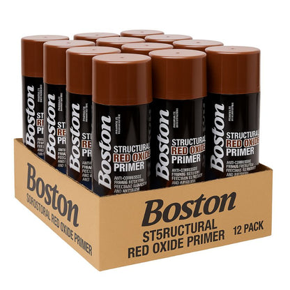 BOSTON BT258 STRUCTURAL RED OXIDE PRIMER 400GM (12 Cans) - South East Clearance Centre