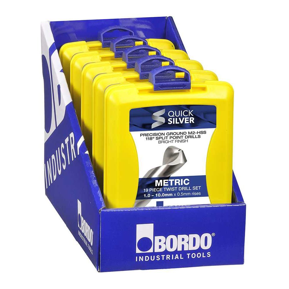 Bordo 19 Piece Bright HSS Jobber Drill Set in ABS Plastic Case 2007-M2