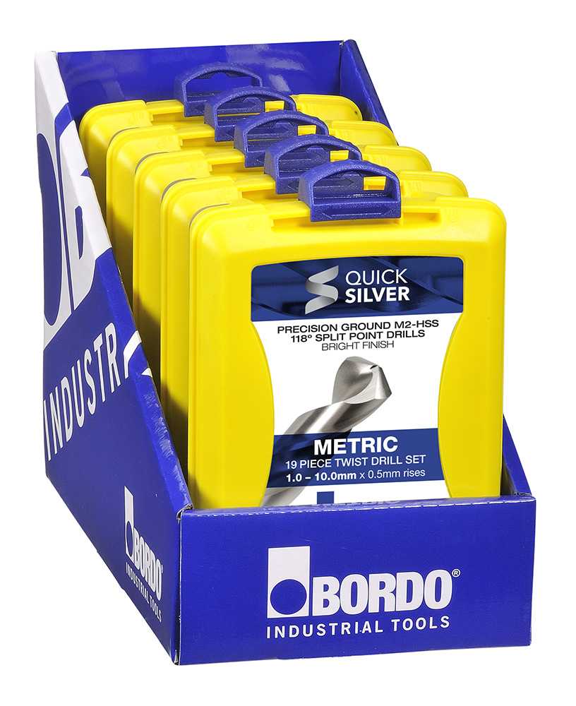 Bordo 19 Piece Bright HSS Jobber Drill Set in ABS Plastic Case 2007-M2