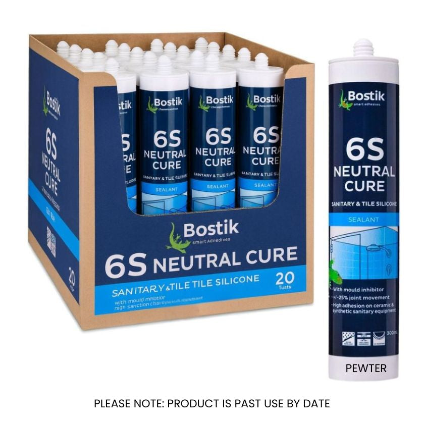 Bostik 300ml 6S Neutral Cure Sanitary & Tile Silicone Sealant -Pewter (Box of 20)