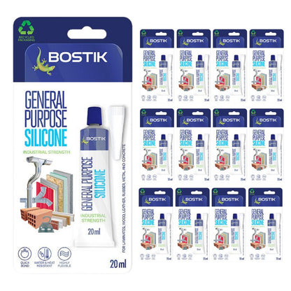 Bostik GENERAL PURPOSE SILICONE A general purpose silicone for small sealing jobs (Box of 12) - South East Clearance Centre
