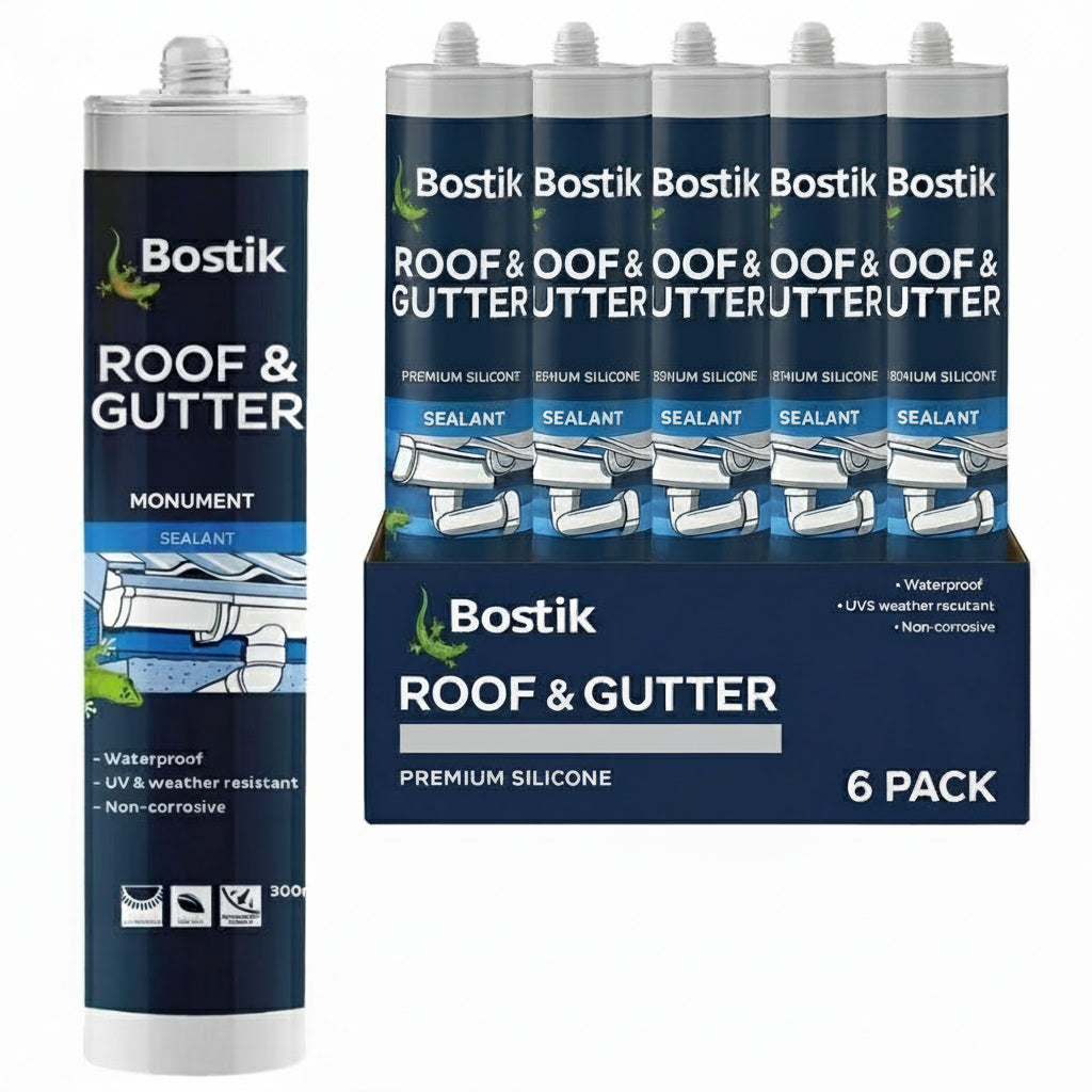 Bostik Roof and Gutter Silicone Sealant (Woodland Grey) - Box of 6 - South East Clearance Centre