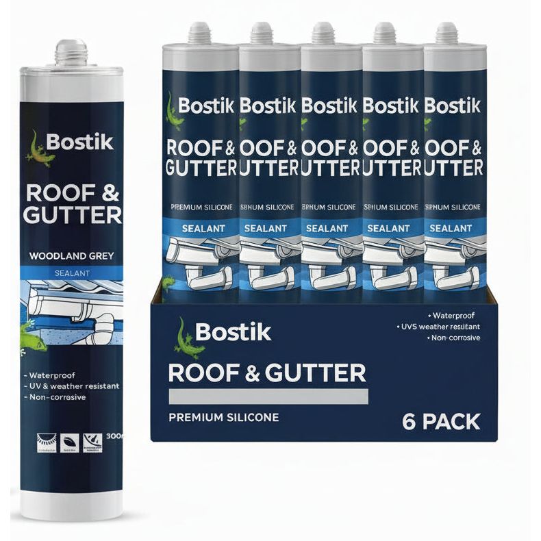 Bostik Roof and Gutter Silicone Sealant (Woodland Grey) - Box of 6 - South East Clearance Centre