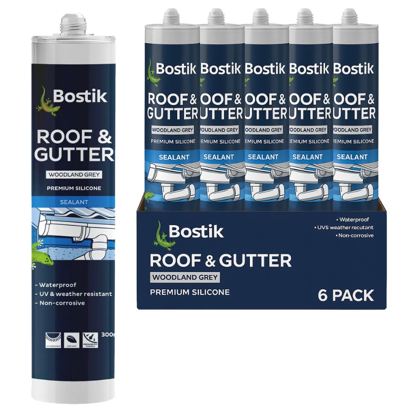 Bostik Roof and Gutter Silicone Sealant (Woodland Grey) - Box of 6