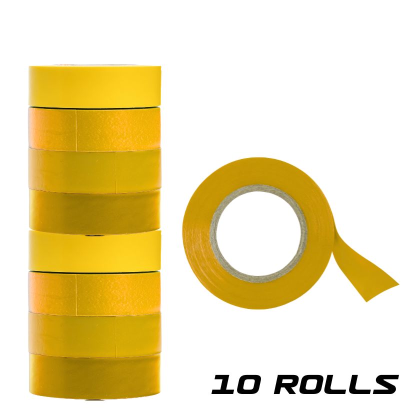 Yellow Electrical Tape - 19mm x 20m (0.18mm Thick) | Premium PVC Insulation Tape (Pack of 10)