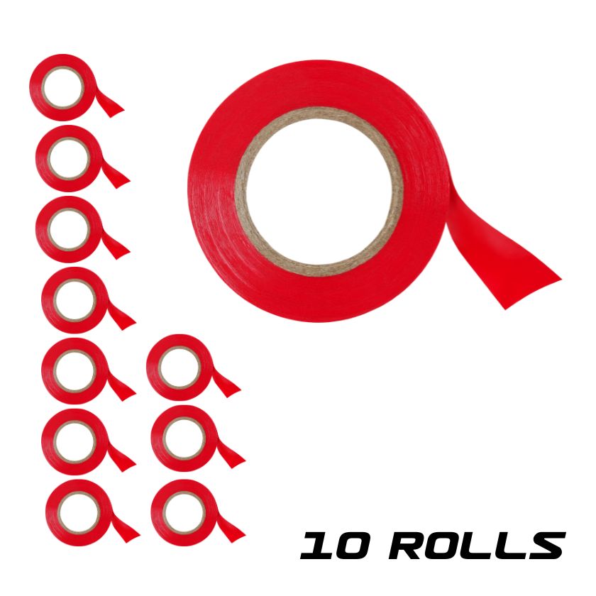 Red Electrical Tape - 19mm x 20m (0.18mm Thick) | Premium PVC Insulation Tape (Pack of 10)