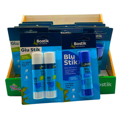 Bostik Glu & Blu Stick Back to School Bundle (20 Glu Sticks & 5 Blu Sticks) - South East Clearance Centre