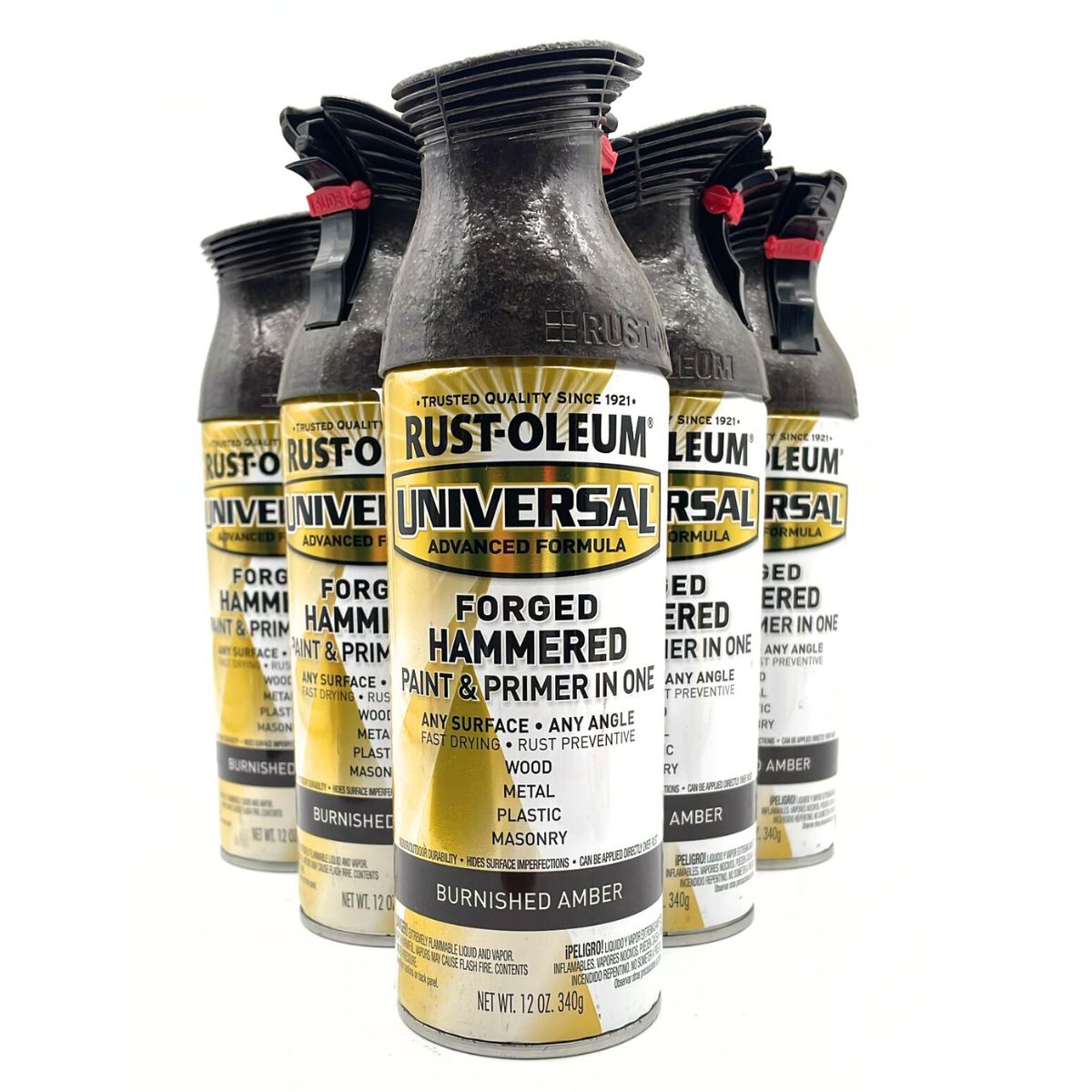 6 Cans | Rust-Oleum 271480 Universal Forged Hammered Burnished Amber - Spraypaint 340g - South East Clearance Centre