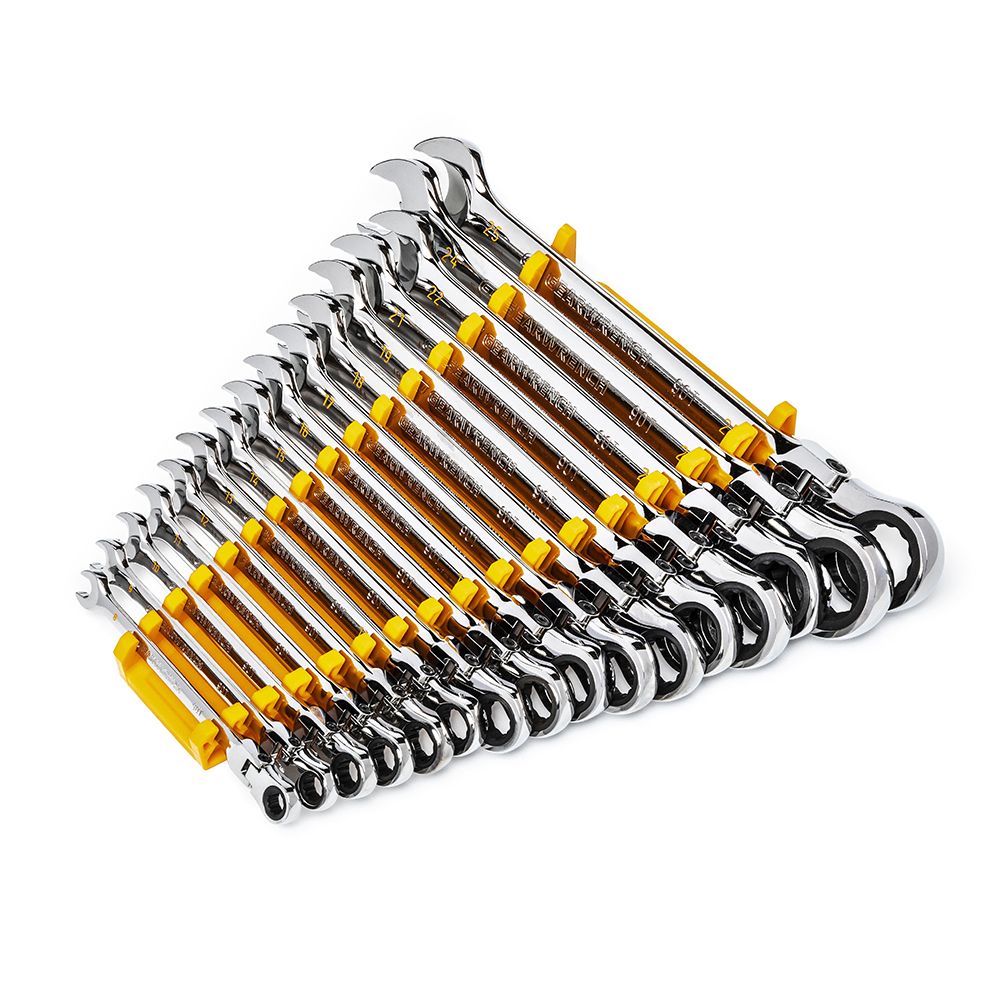 GEARWRENCH 86728 16pce 90-Tooth 12 Point Flex Head Ratcheting Combination Metric Wrench Set - South East Clearance Centre