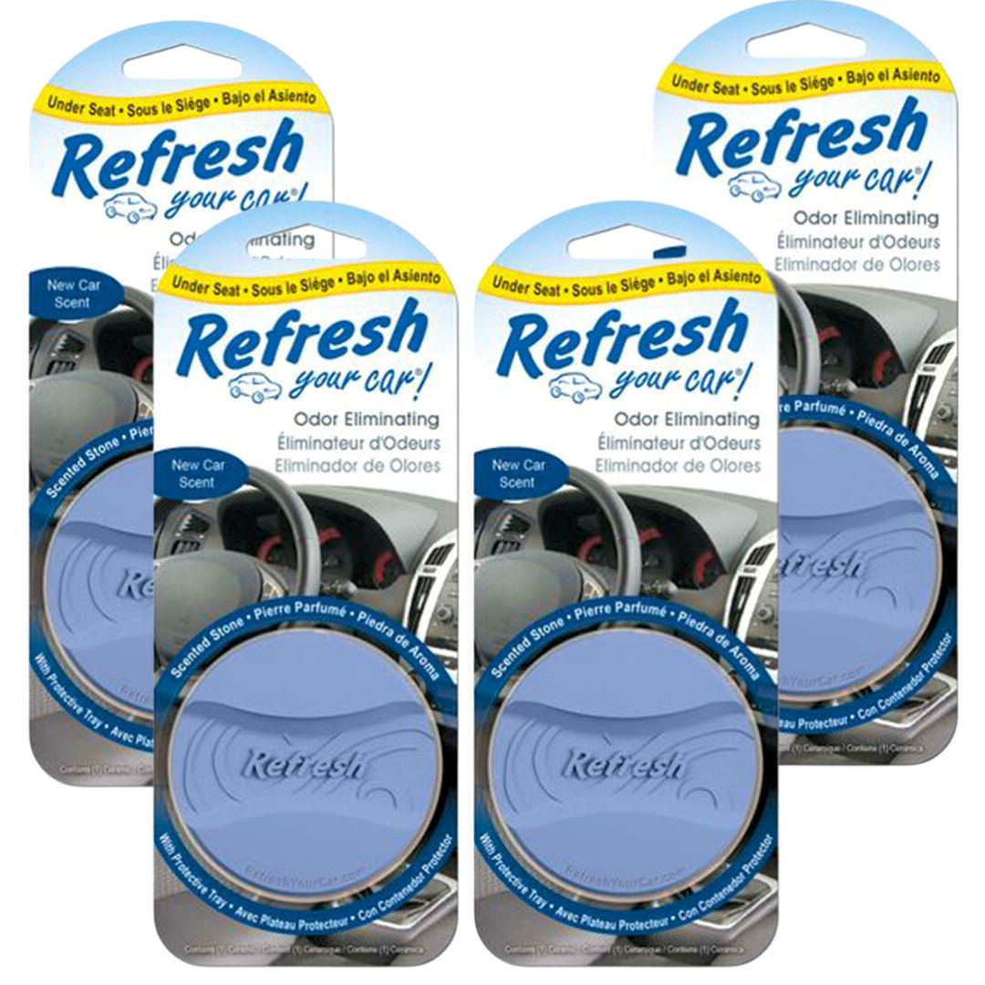 (4 PACK) Refresh Scented Stone Under the Seat Car Air Freshener | New Car Scent - South East Clearance Centre