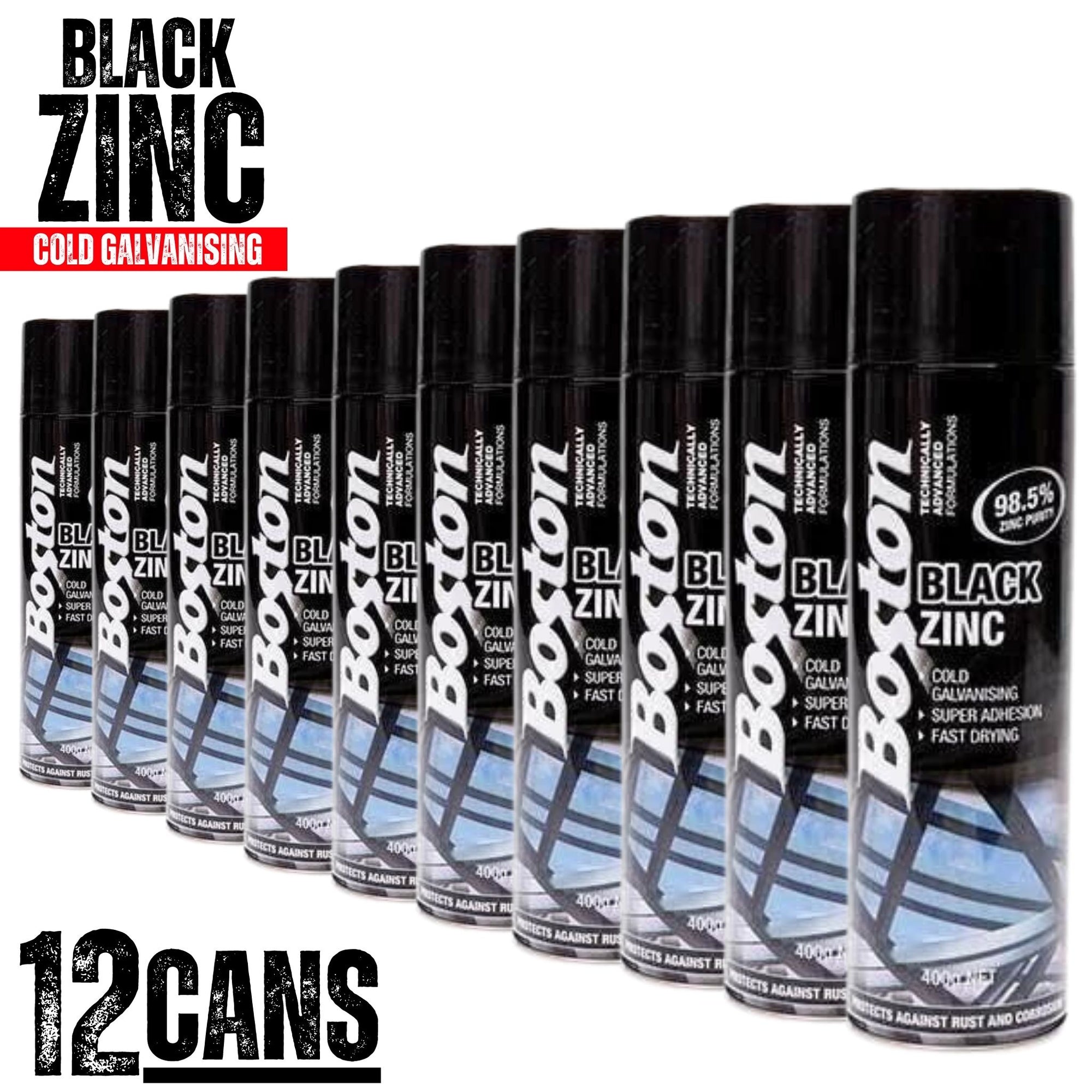 12 Cans | BOSTON BLACK ZINC BT256- 400GM - South East Clearance Centre