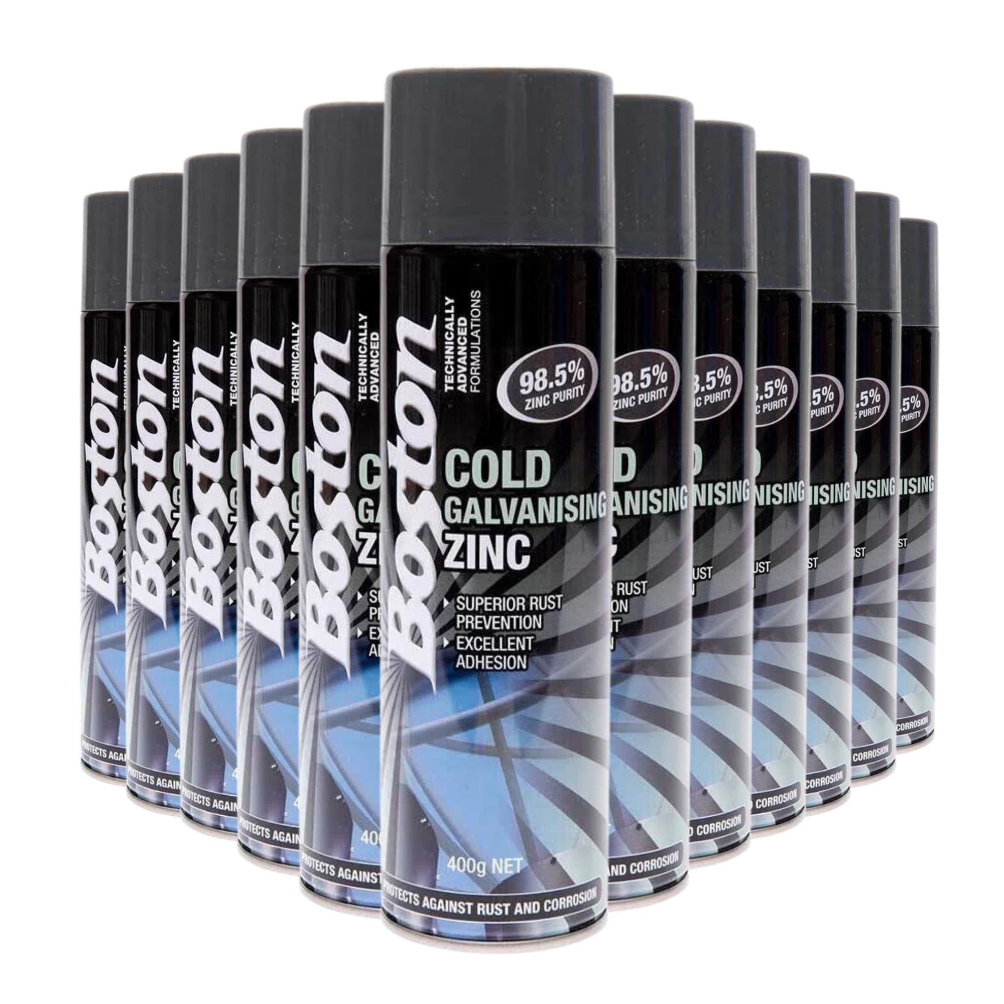 12 Cans | Boston Cold Galvanizing Spray | BT250 | 400g - South East Clearance Centre