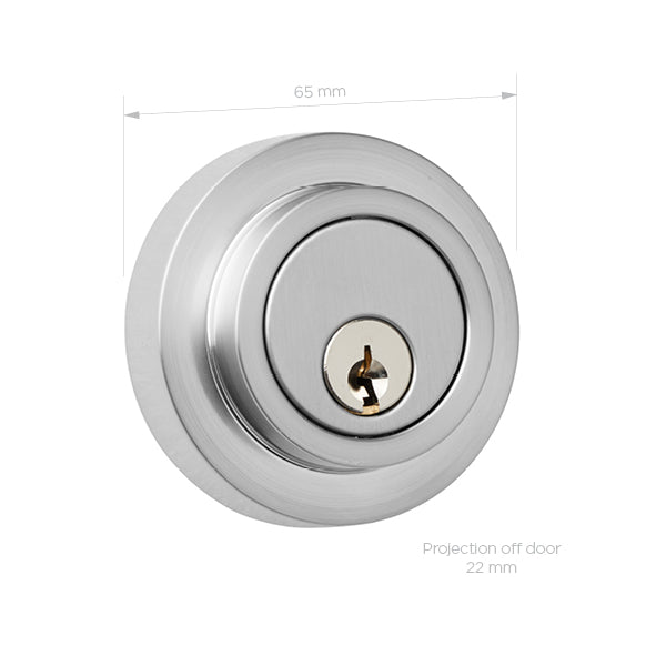 10DDR570SC_L Contemporary Deadbolt Round Double Cylinder | Satin Chrome - South East Clearance Centre
