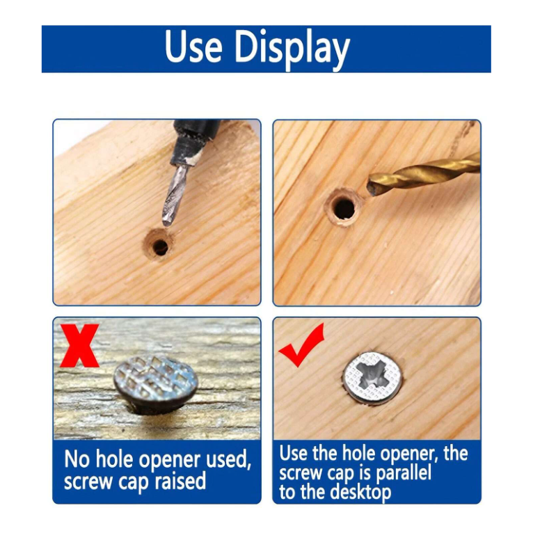 5 Piece Set Titanium coating Countersink Drill Woodworking Drill Bit Set Drilling Pilot Holes For Screw Sizes #5 #6 #8 #10 #12 - South East Clearance Centre
