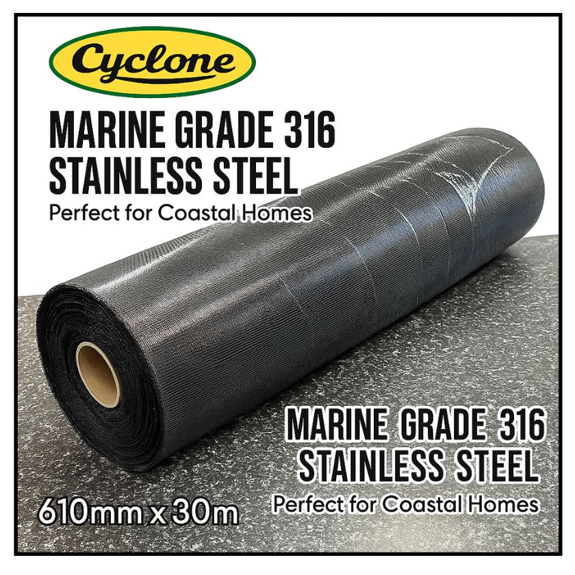 Cyclone Stainless Steel 316 Fly Screen Insect Guard – 610mm x 30m Roll - South East Clearance Centre