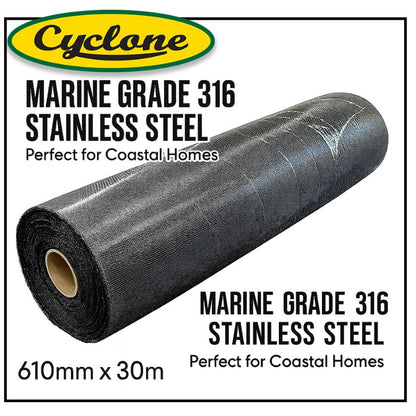 Cyclone Stainless Steel 316 Fly Screen Insect Guard – 610mm x 30m Roll - South East Clearance Centre