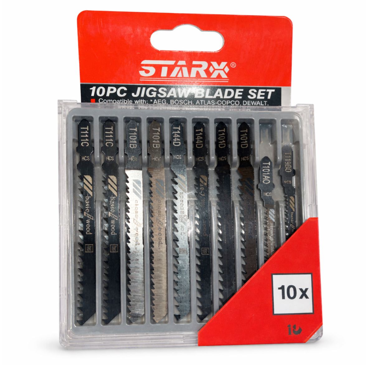 10pc Jigsaw Blade Set – Mixed Wood & Metal Cutting Blades (T-Shank)