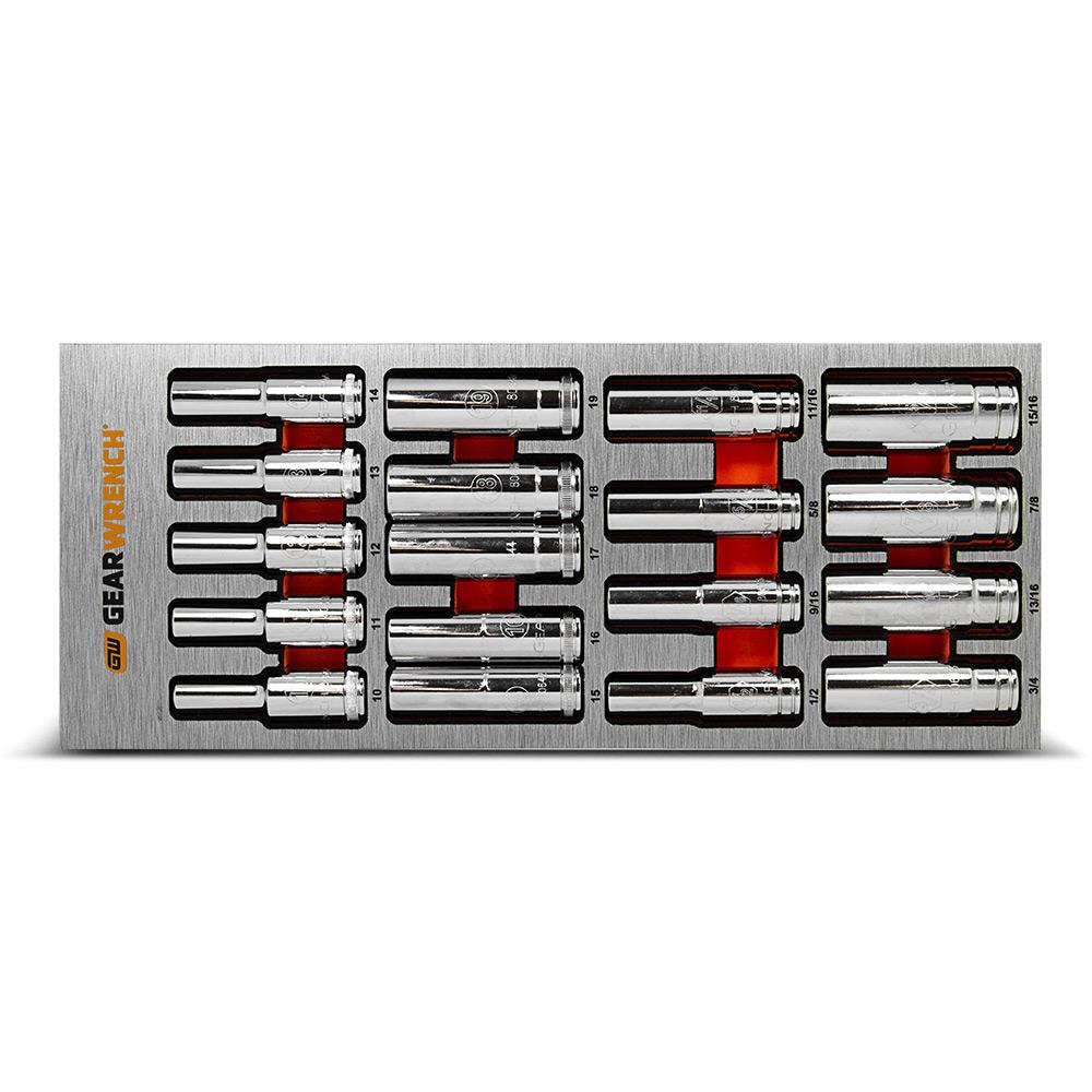 GEARWRENCH 83995 18pce 1/2" Drive Deep Socket Metric & SAE Set in EVA Tray