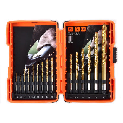 Supercraft DBS1020 15-Piece Titanium Coated HSS Set Metric Metal Drill Bit Set - South East Clearance Centre
