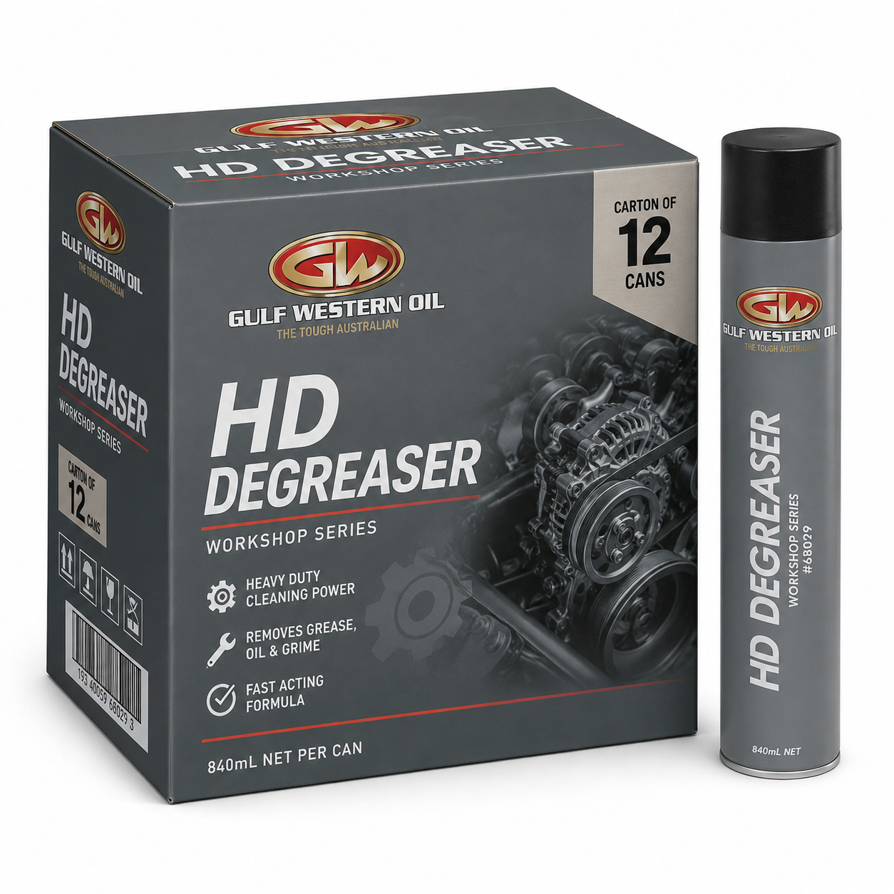 Gulf Western HD Degreaser Aerosol 840mL – Heavy Duty Multi-Purpose Workshop Degreaser #68099 (Box of 12)
