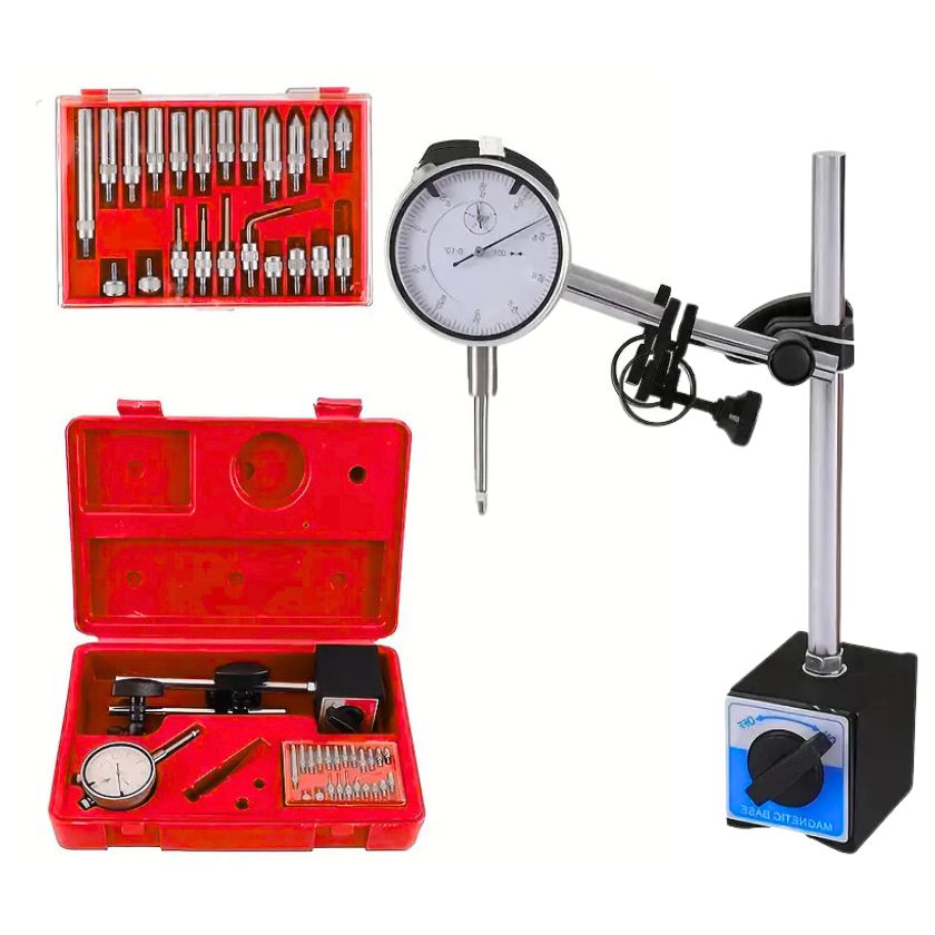 22-Piece Dial Indicator Set with Magnetic Base – 0–10mm Range, 0.01mm Precision Machinist Gauge - South East Clearance Centre