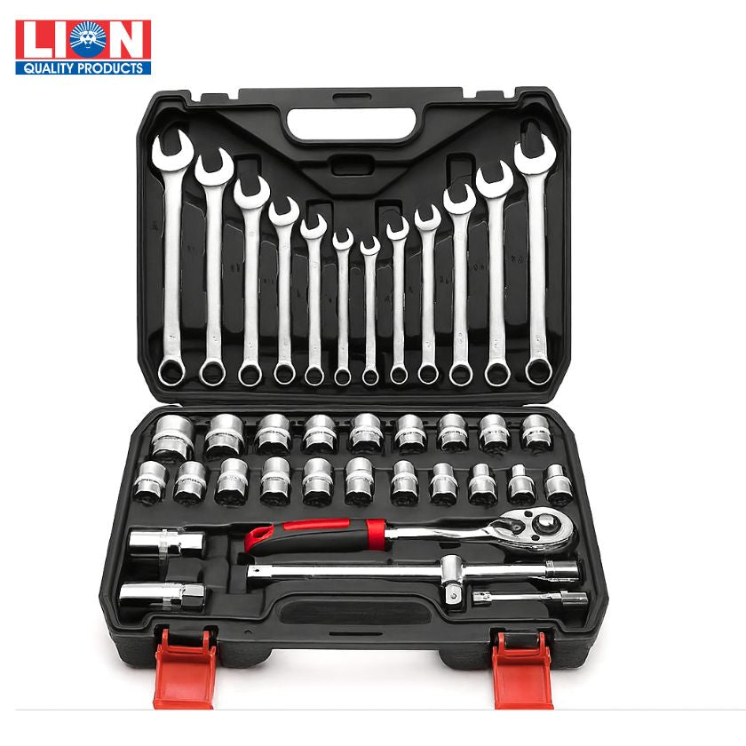 Lion Motorist Tool Kit 37 Piece Chrome Vanadium Socket & Spanner Set - South East Clearance Centre